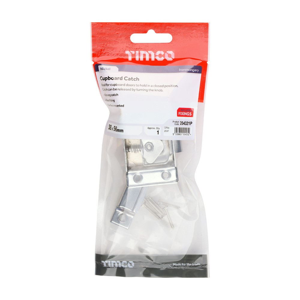 TIMCO Cupboard Catch Nickel 38 x 56mm (1)