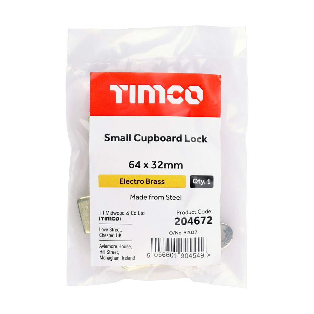 TIMCO Small Cupboard Lock Electro Brass 64 x 32mm (1)