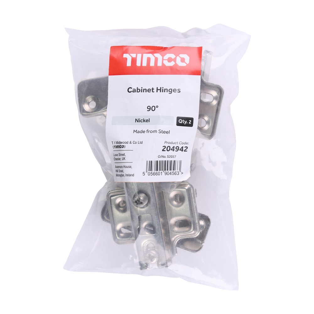 TIMCO Cabinet Hinges Nickel 90 Degree (1 Pair)