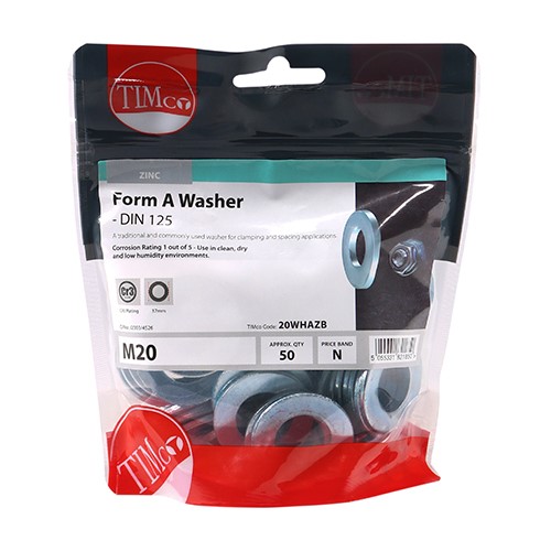 TIMCO Form A Washers - Zinc M20 (50)