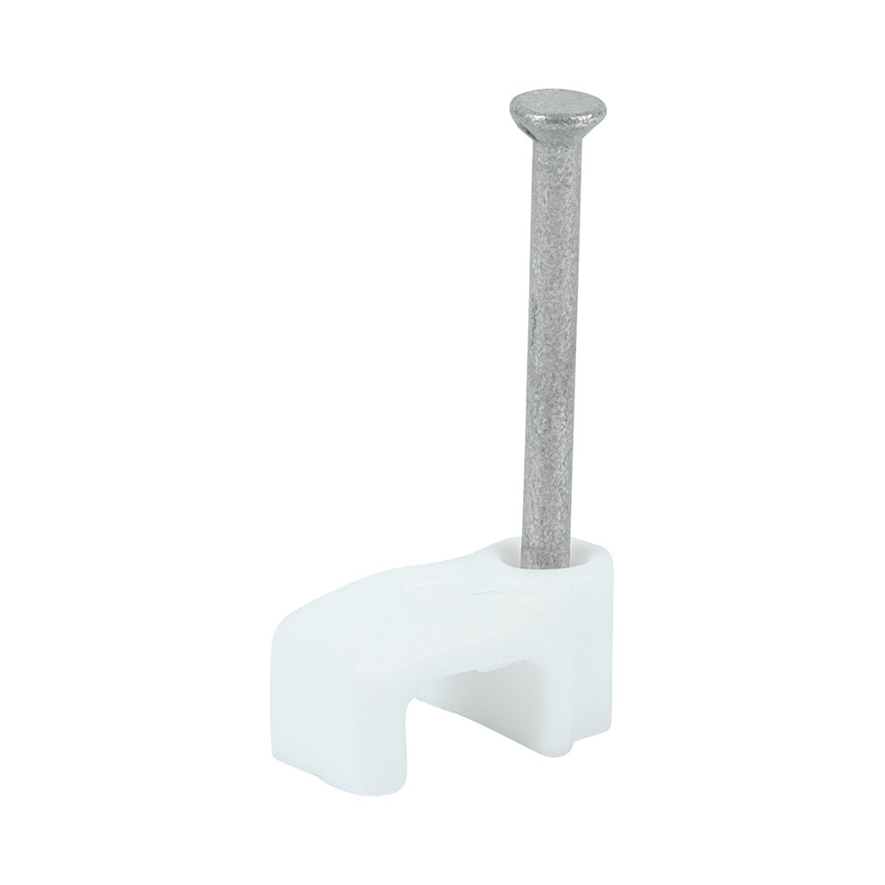 TIMCO Flat Cable Clips - White to Fit 1.0mm (100 Pack)