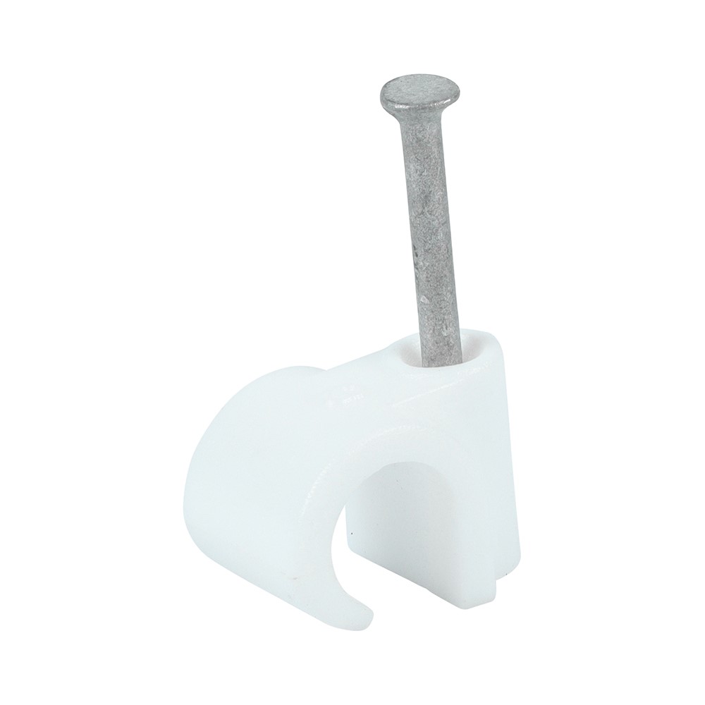 TIMCO Round Cable Clips - White to Fit 9.0mm (100 Pack)