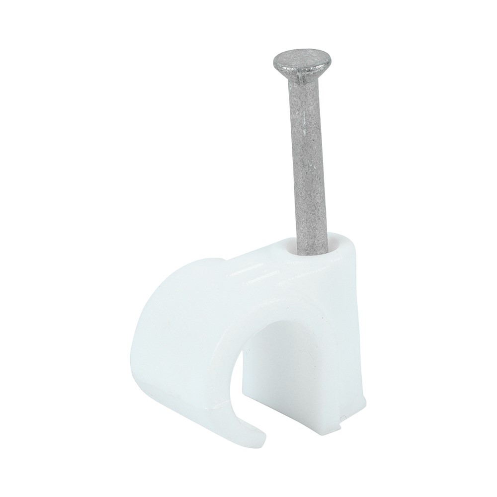 TIMCO Round Cable Clips - White to Fit 11.0mm (100 Pack)