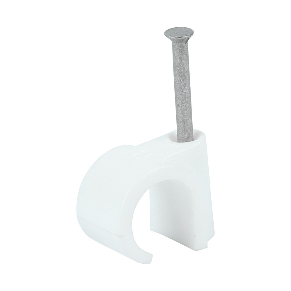 TIMCO Round Cable Clips - White to Fit 14.0mm (100 Pack)