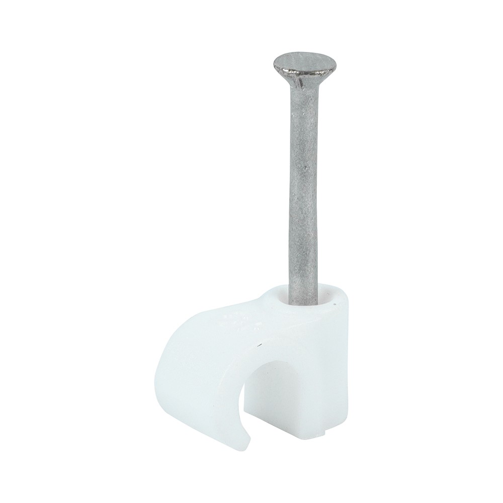 TIMCO Round Cable Clips - White to Fit 6.0mm (100 Pack)