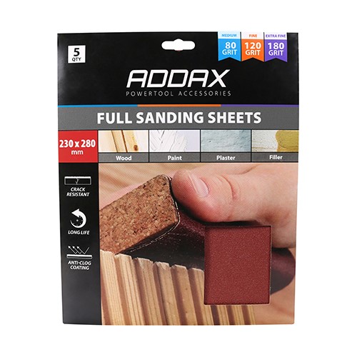 TIMCO Sanding Sheets - Mixed - Red 230 x 280mm (80/120/180) (5 Pack)