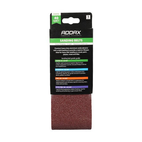 TIMCO Sanding Belts - 40 Grit - Red 75 x 457mm (5 Pack)