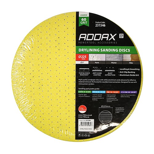 TIMCO Drylining Sanding Discs - 60 Grit 225mm (25 Pack)