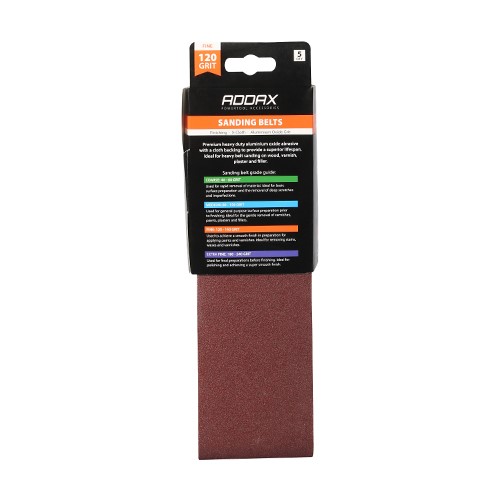 TIMCO Sanding Belts - 120 Grit - Red 75 x 533mm (5 Pack)