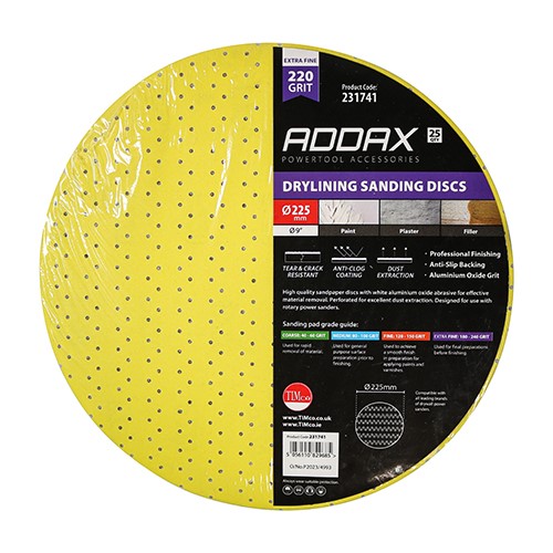 TIMCO Drylining Sanding Discs - 220 Grit 225mm (25 Pack)