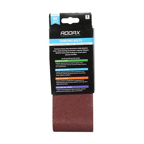 TIMCO Sanding Belts - 80 Grit - Red 75 x 533mm (5 Pack)