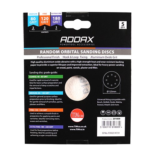 TIMCO Random Orbital Sanding Discs - Mixed - Red 150mm (80/120/180) (5 Pack)