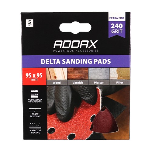 TIMCO Delta Sanding Pads - 240 Grit - Red 95 x 95mm (5 Pack)