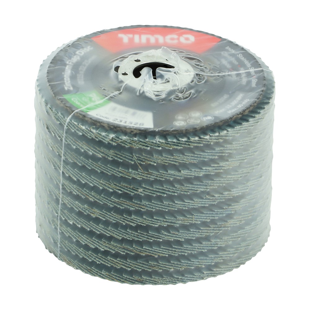 TIMCO Set of Flap Discs - Zirconium - Type 29 Conical - P60 Grit 115 x 22.23 (10 Pack)