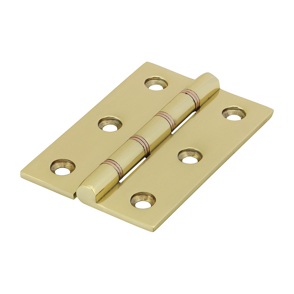 TIMCO Double Phosphor Bronze Washered Butt Hinge - Solid Brass - Polished Brass 76 x 50mm (2 Pack)