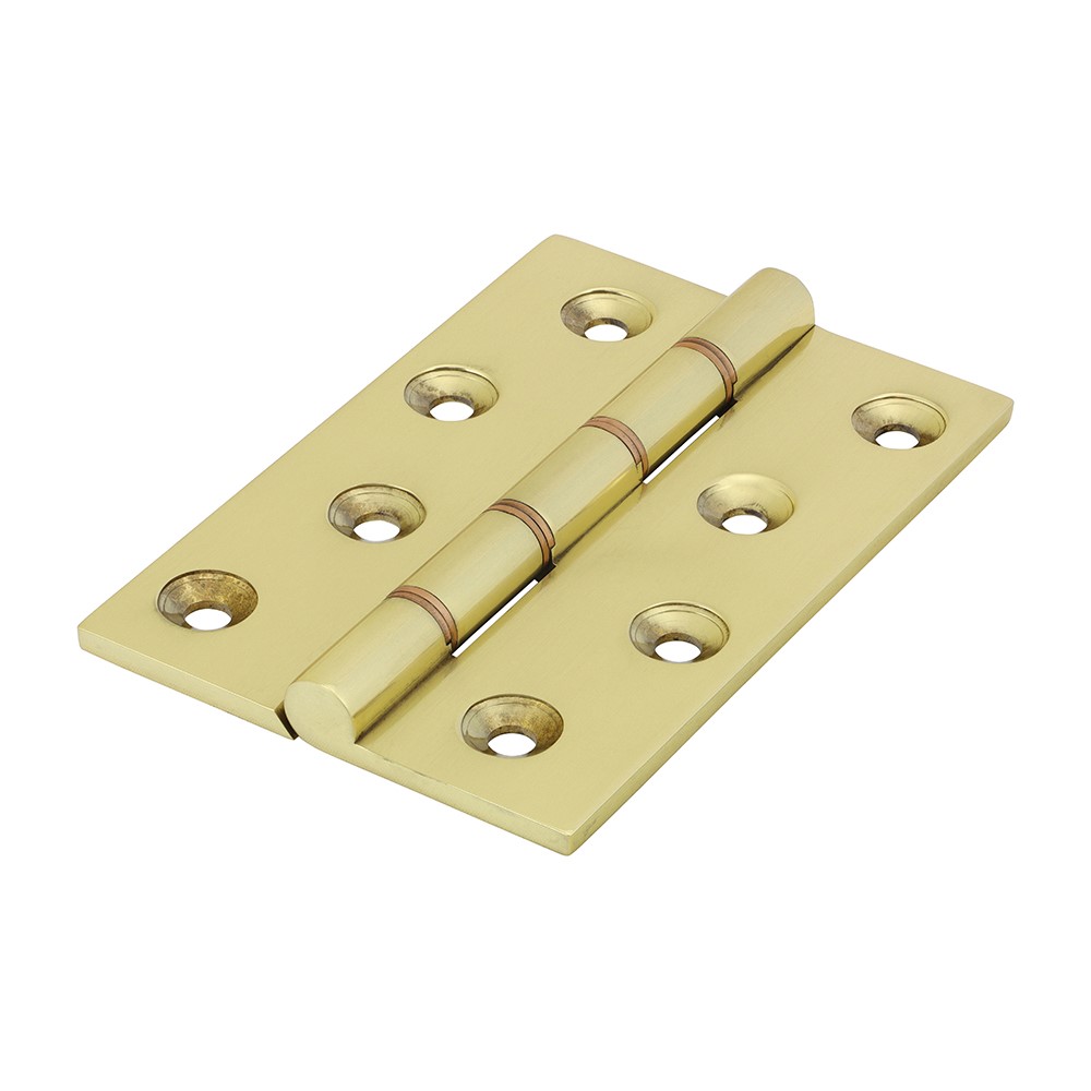 TIMCO Double Phosphor Bronze Washered Butt Hinge - Solid Brass - Polished Brass 102 x 67mm (2 Pack)