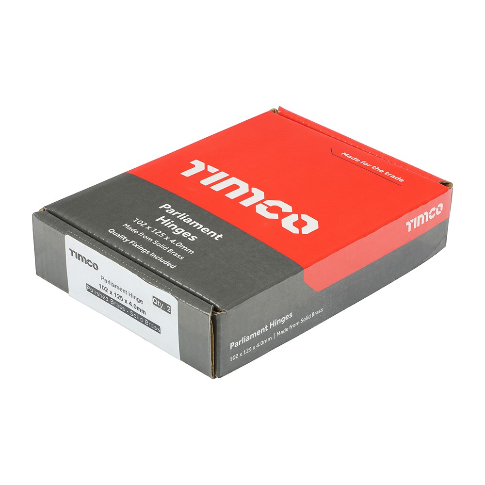 TIMCO Parliament Hinge (488) - Solid Brass - Polished Brass 102 x 125mm (2 Pack)