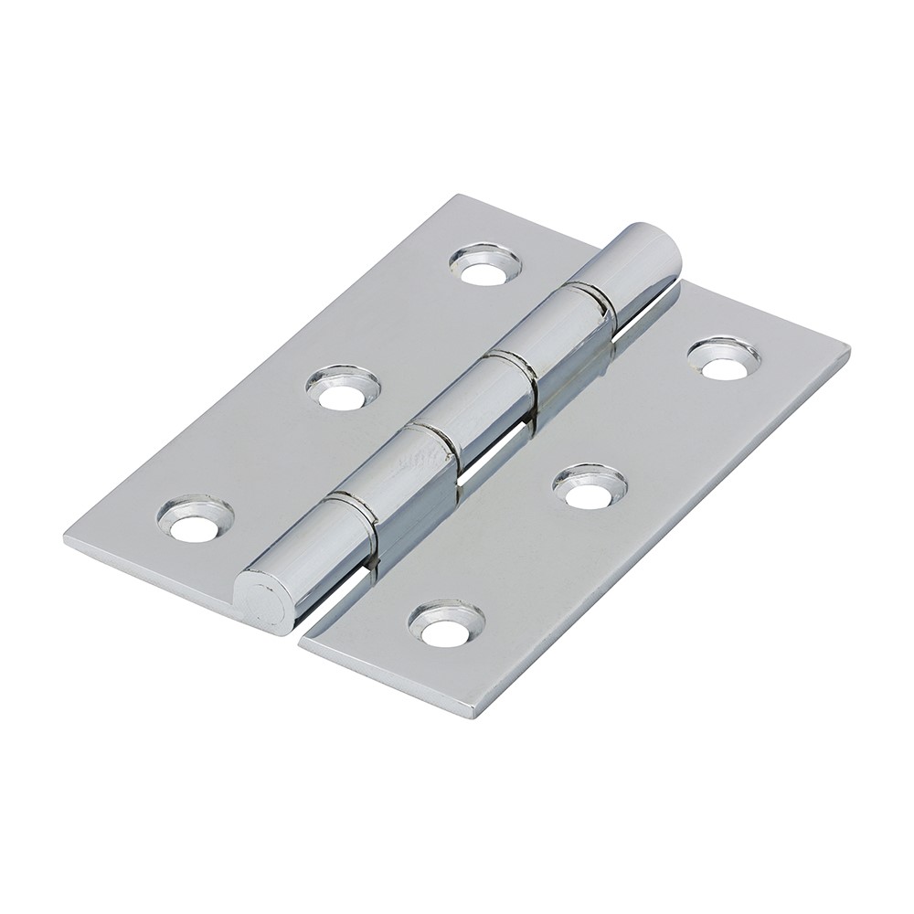 TIMCO Double Stainless Steel Washered Butt Hinge - Solid Brass - Polished Chrome 76 x 50mm (2 Pack)