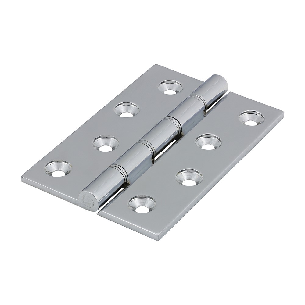 TIMCO Double Stainless Steel Washered Butt Hinge - Solid Brass - Polished Chrome 102 x 67mm (2 Pack)