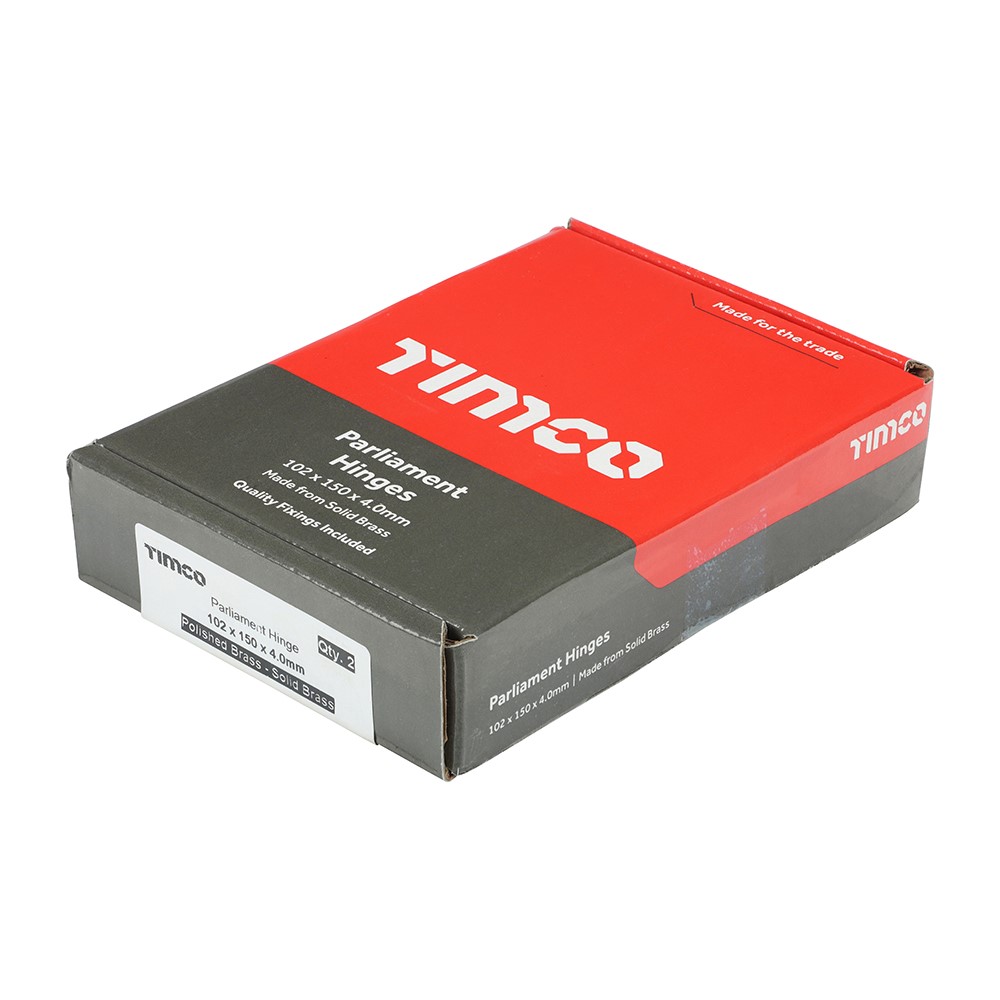 TIMCO Parliament Hinge (488) - Solid Brass - Polished Brass 102 x 150mm (2 Pack)