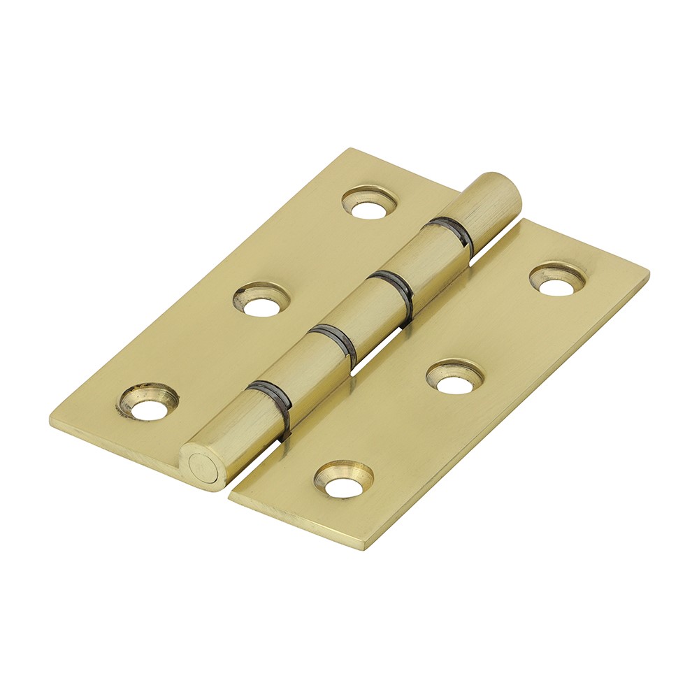 TIMCO Double Steel Washered Butt Hinge - Solid Brass - Polished Brass 76 x 50mm (2)