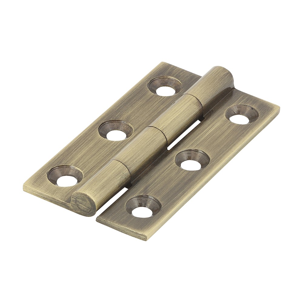 TIMCO Solid Drawn Hinge - Solid Brass - Antique Brass 50 x 28mm (2)