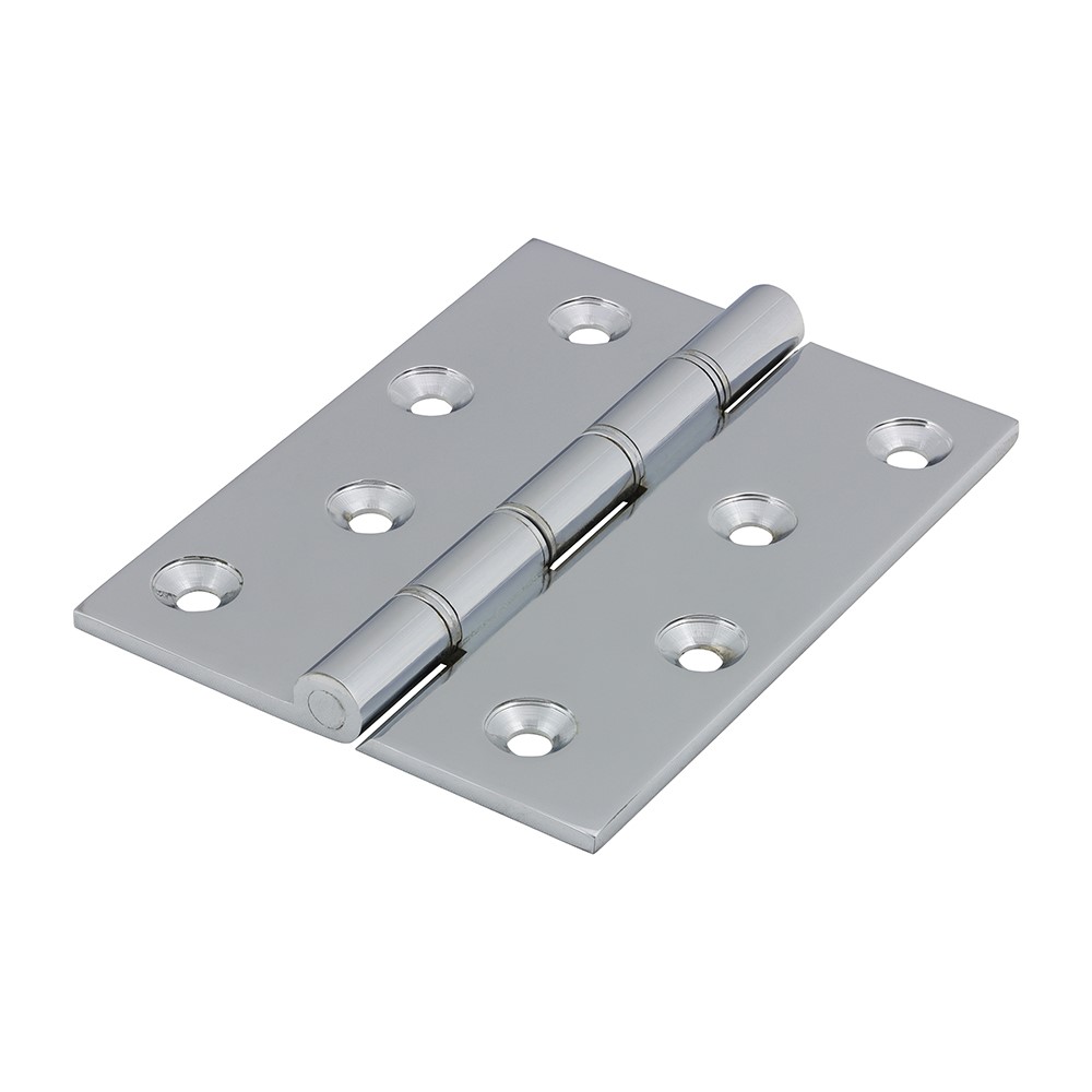 TIMCO Double Stainless Steel Washered Butt Hinge - Solid Brass - Polished Chrome 102 x 75mm (2 Pack)