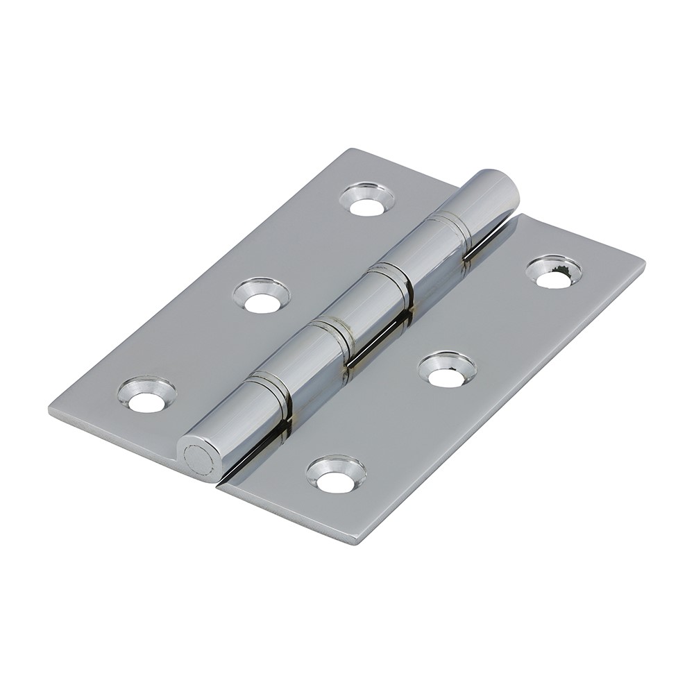 TIMCO Double Steel Washered Butt Hinge - Solid Brass - Polished Chrome 76 x 50mm (2)