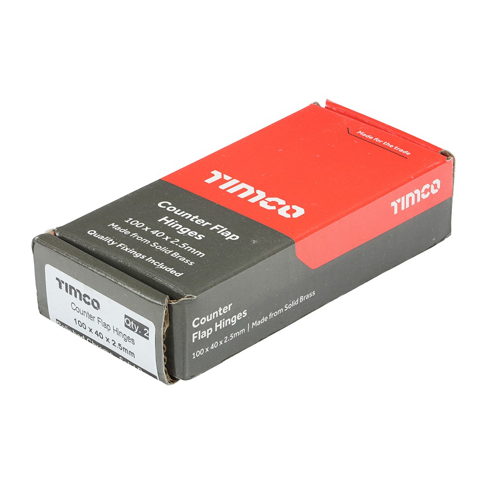 TIMCO Counterflap Hinge - Solid Brass - Polished Chrome 100 x 40mm (2 Pack)