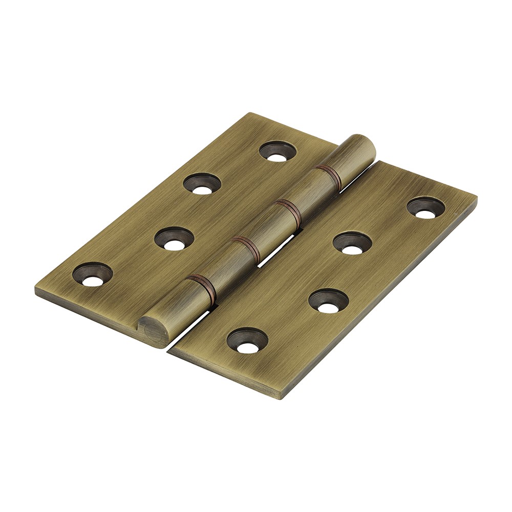 TIMCO Double Phosphor Bronze Washered Butt Hinge - Solid Brass - Antique Brass 102 x 75mm (2 Pack)