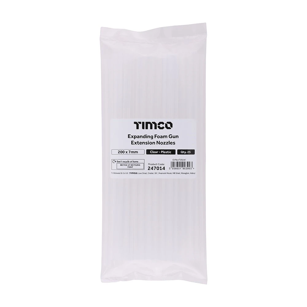 TIMCO Expanding Foam Gun Extension Nozzles 200 x 7mm (25 Bag)