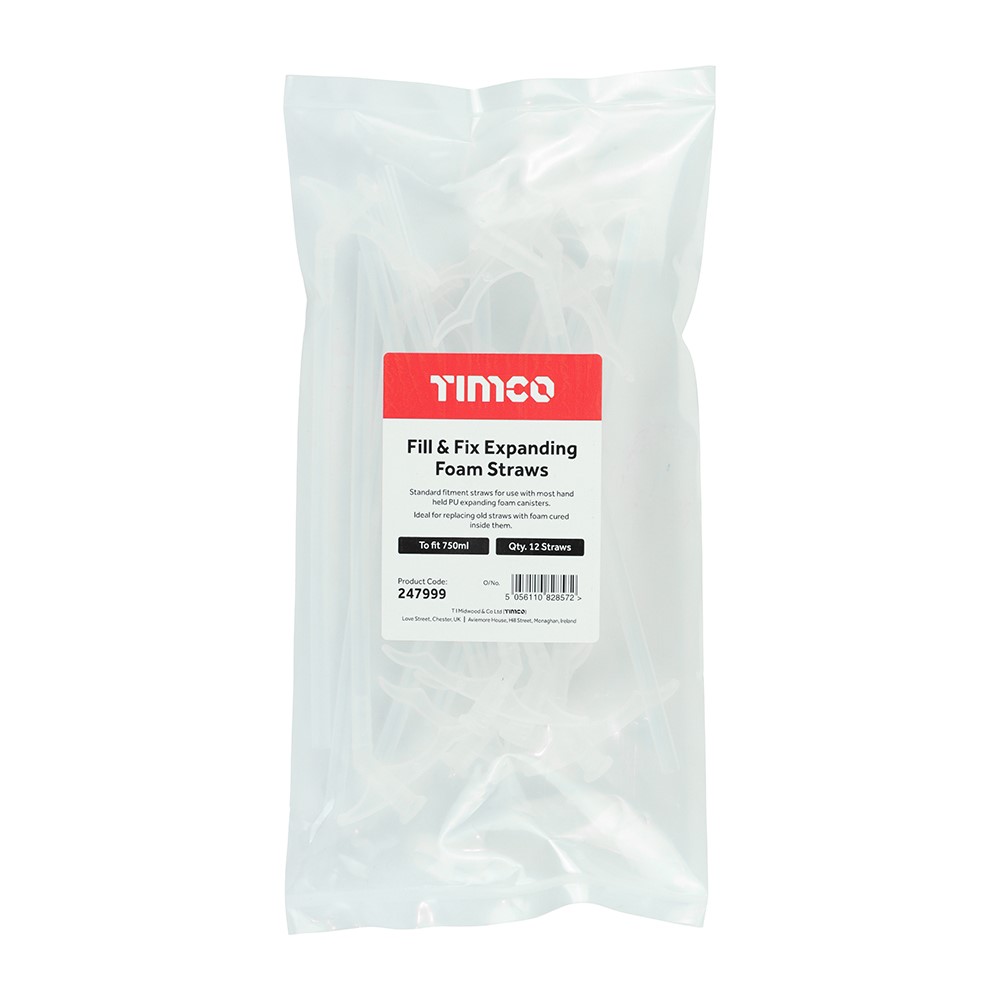 TIMCO Fill & Fix Expanding Foam Straws to Fit 750ml (12 Bag)