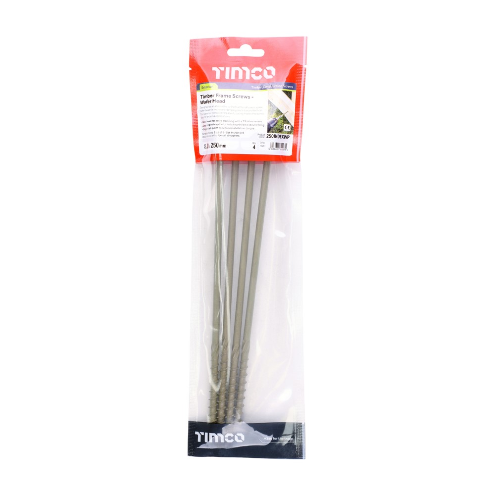 TIMCO Wafer Head Timber Screws Green 8.0 x 250mm (4 Pack)