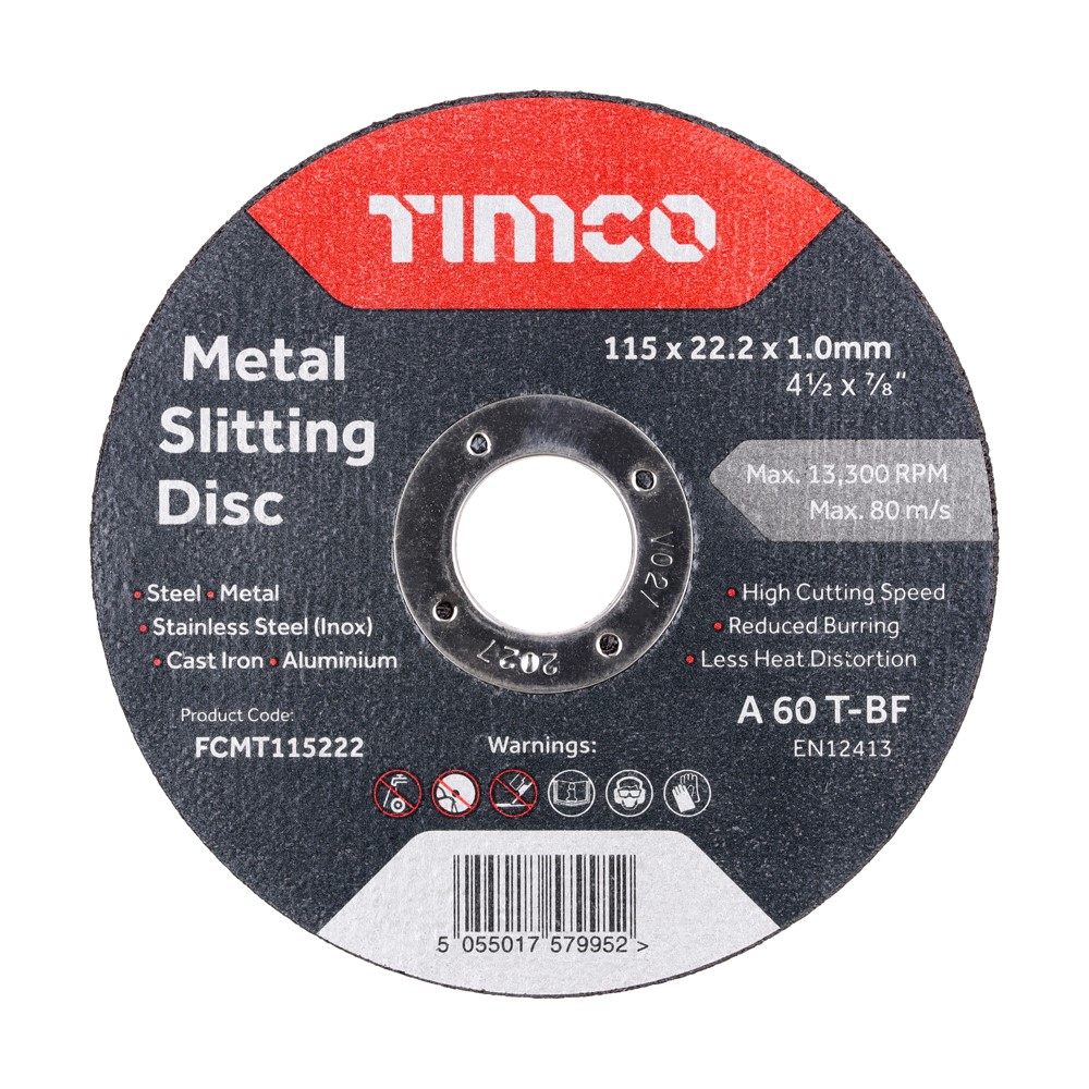 TIMCO Metal Cutting Discs - 115mm x 22.2mm x 2.5mm (25 pack)