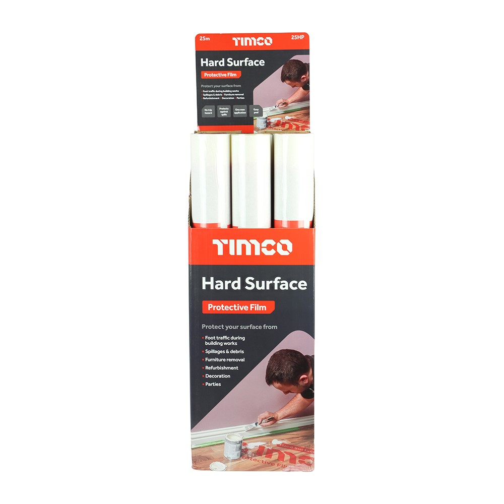 TIMCO Protective Film - For Hard Surfaces 25m x 0.6m (Pack of 9)