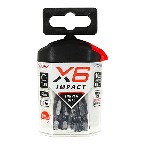 TIMCO Impact Driver Bits - TX TX25 x 50mm (5 Handy Bit Pack)