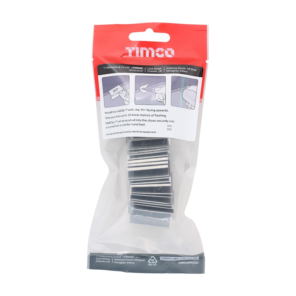 TIMCO HallClip+® Lead Flashing Fixing Clips To suit 16 - 26mm chase jointsmm (25)