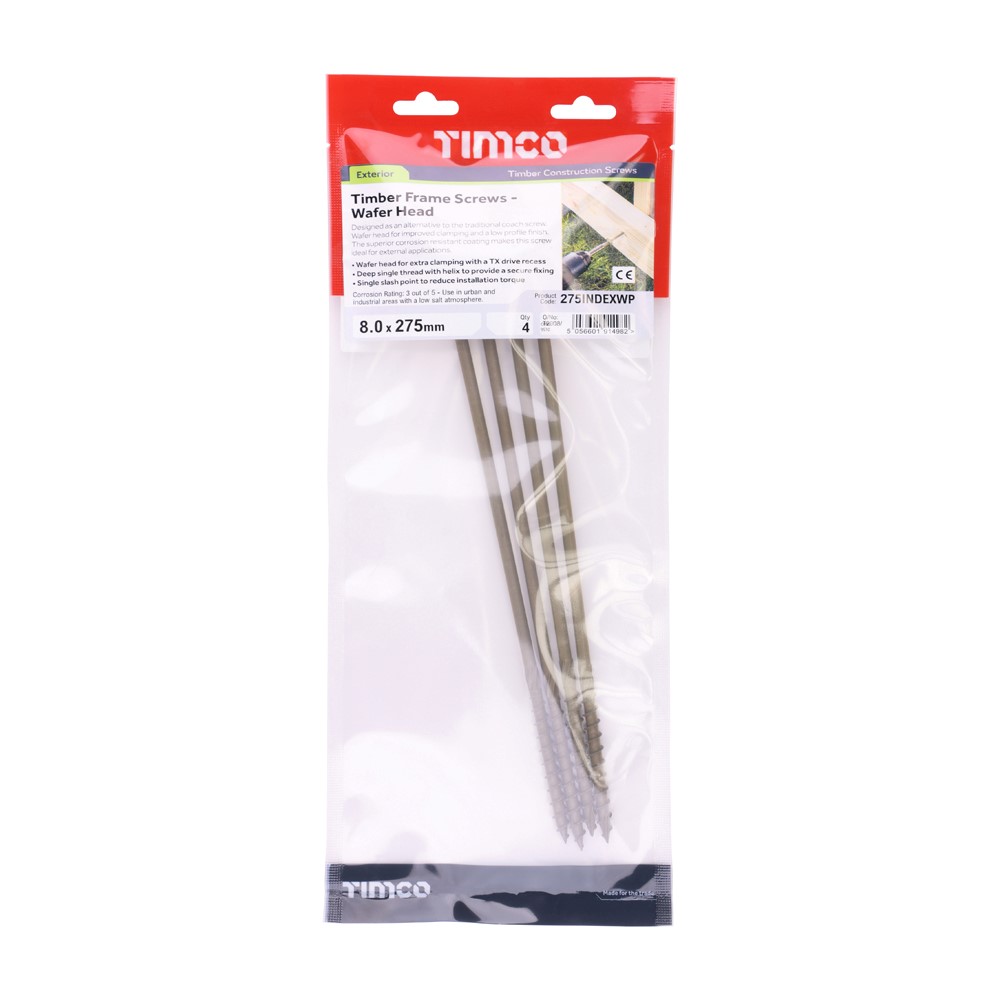 TIMCO Wafer Head Timber Screws Green 8.0 x 275mm (4 Pack)