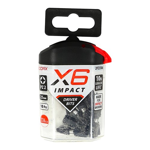 TIMCO Impact Driver Bits - PZ No.2 x 25mm (10 Handy Bit Pack)