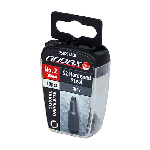 TIMCO S2 Driver Bits - SQ No.2 x 25mm (10 Handy Bit Pack)