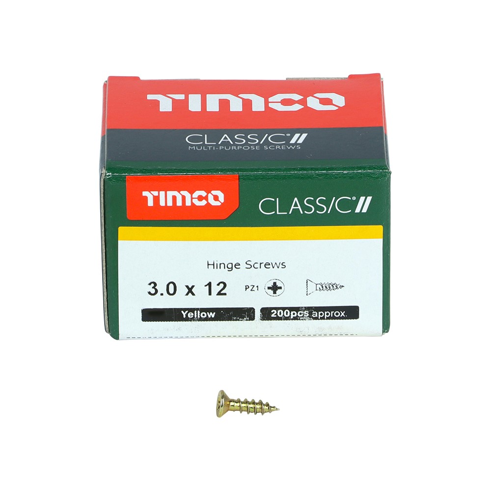 TIMCO Classic Hinge Screws - PZ - Countersunk 3.0 x 12mm (200 Pack)