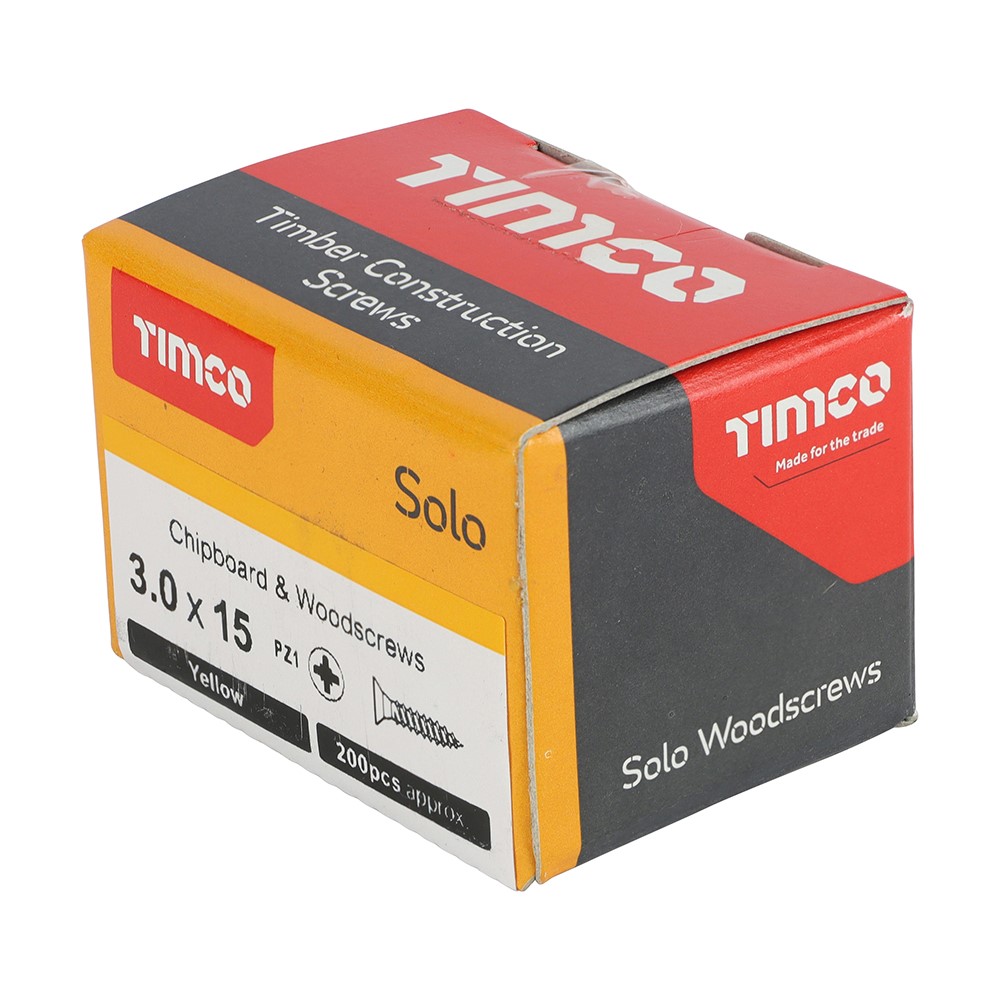 TIMCO Solo Woodscrews - PZ - 3.0 x 15mm (200 Pack)