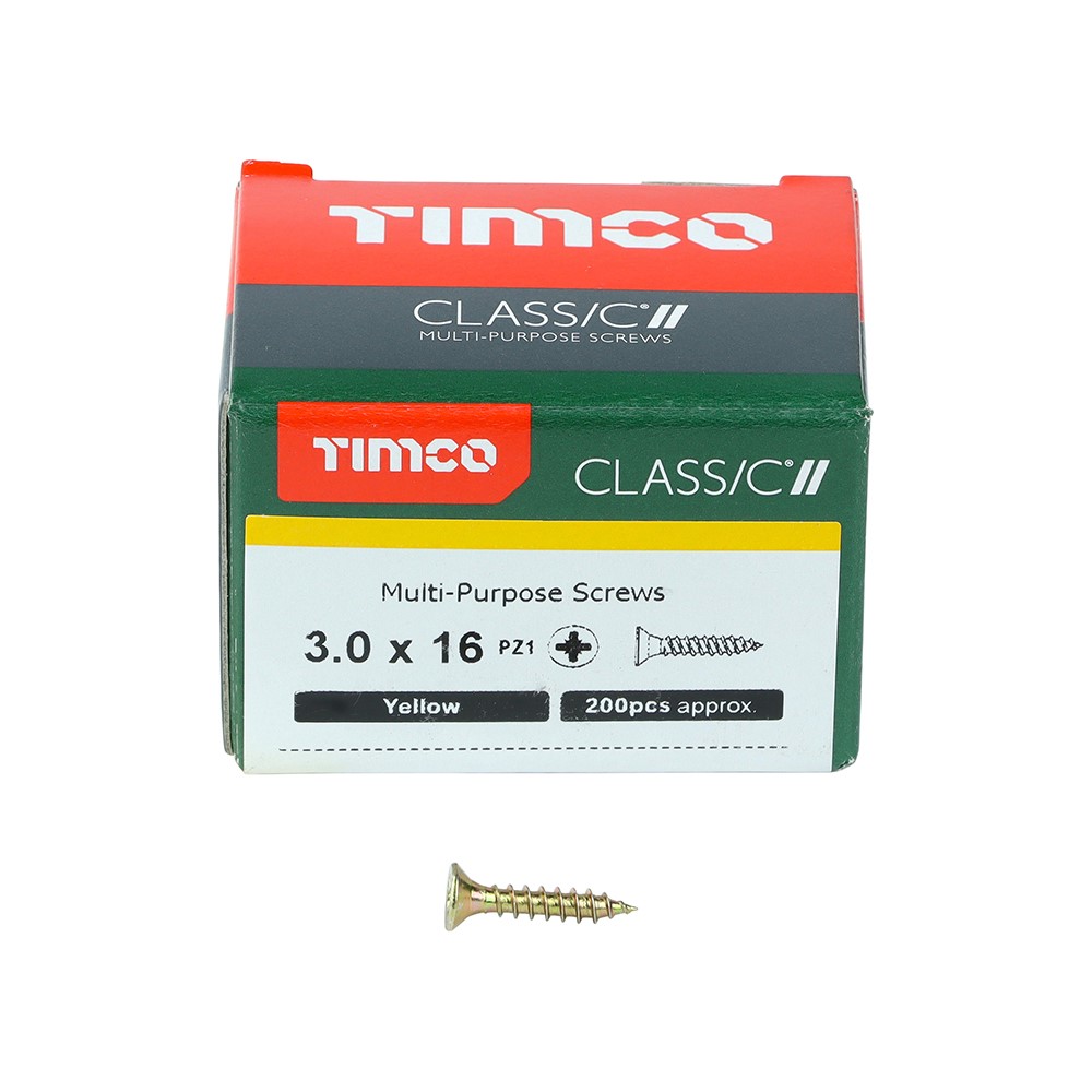 TIMCO Classic Multi-Purpose Screws - PZ - 3.0 x 16mm (200 Pack)