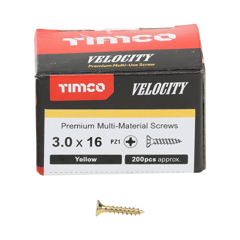 TIMCO Velocity Premium Multi-Use Screws - PZ - 3.0 x 16mm (200 Pack)