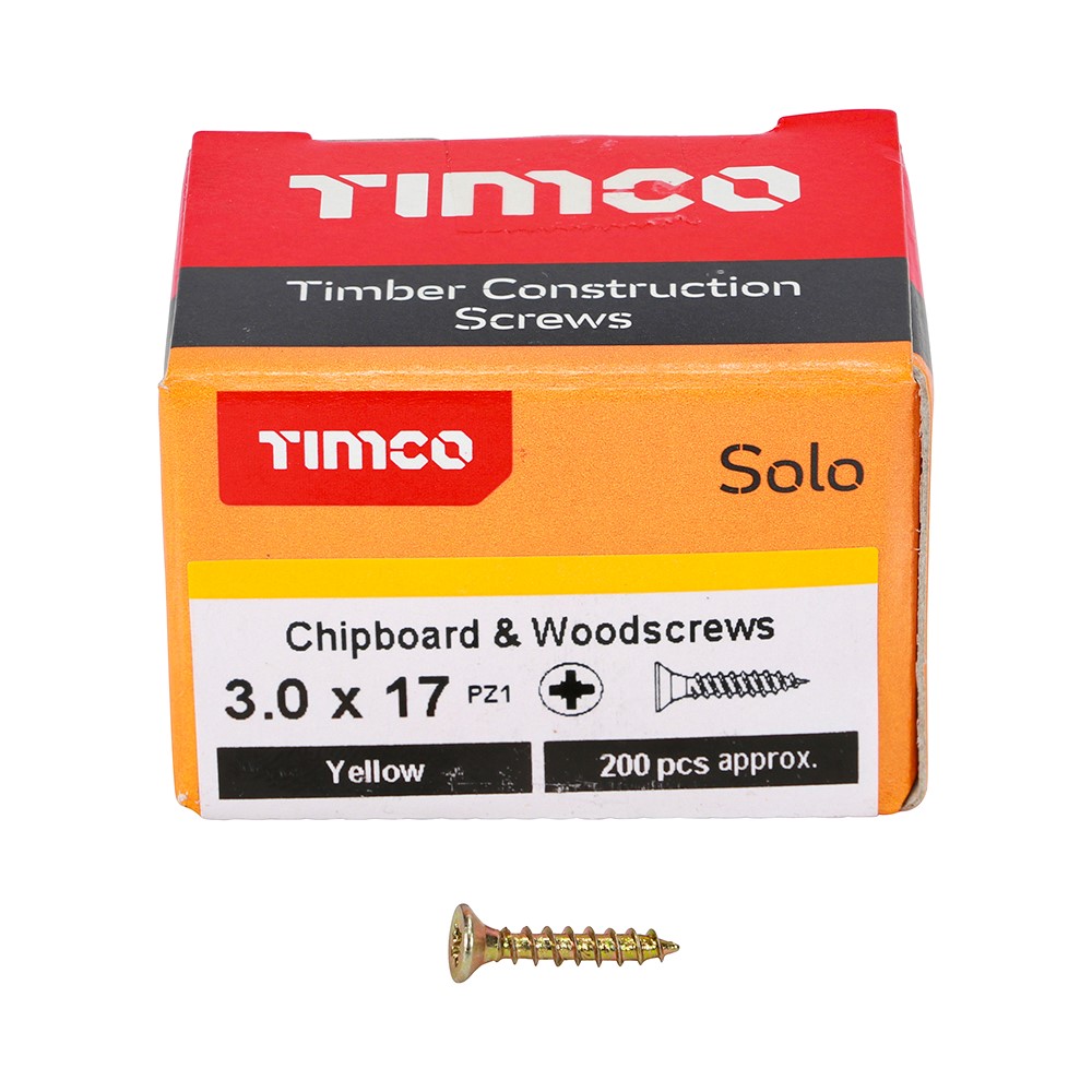 TIMCO Solo Woodscrews - PZ - 3.0 x 17mm (200 Pack)