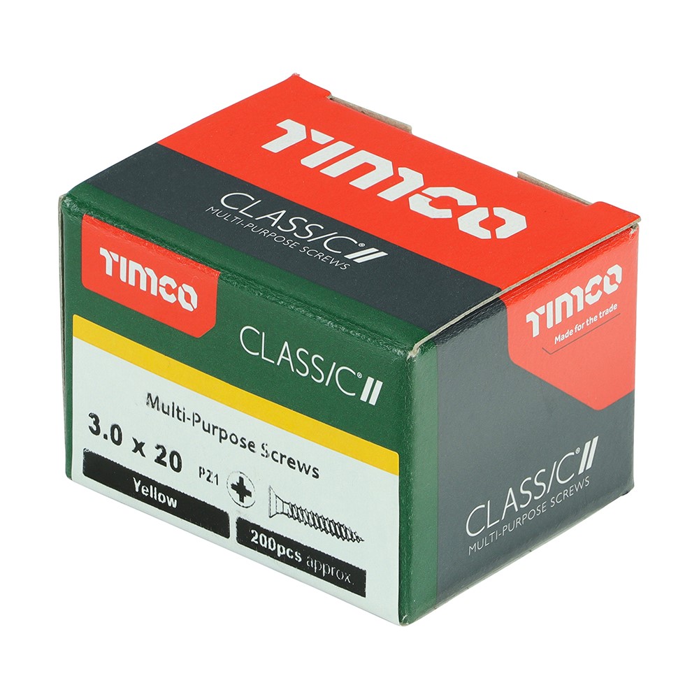 TIMCO Classic Multi-Purpose Screws - PZ - 3.0 x 20mm (200 Pack)