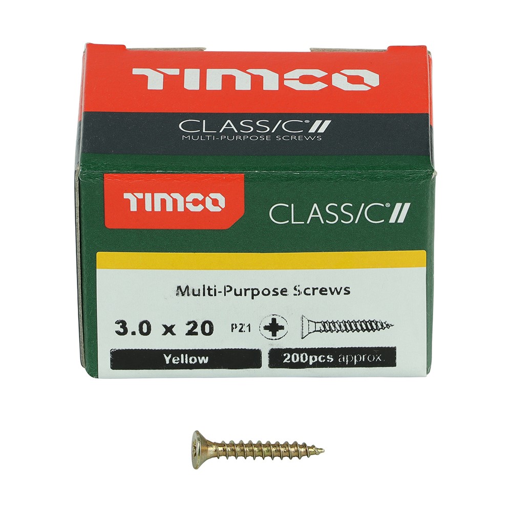 TIMCO Classic Multi-Purpose Screws - PZ - 3.0 x 20mm (200 Pack)