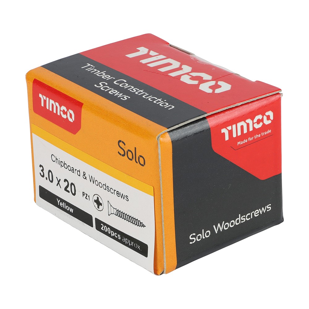 TIMCO Solo Woodscrews - PZ - 3.0 x 20mm (200 Pack)