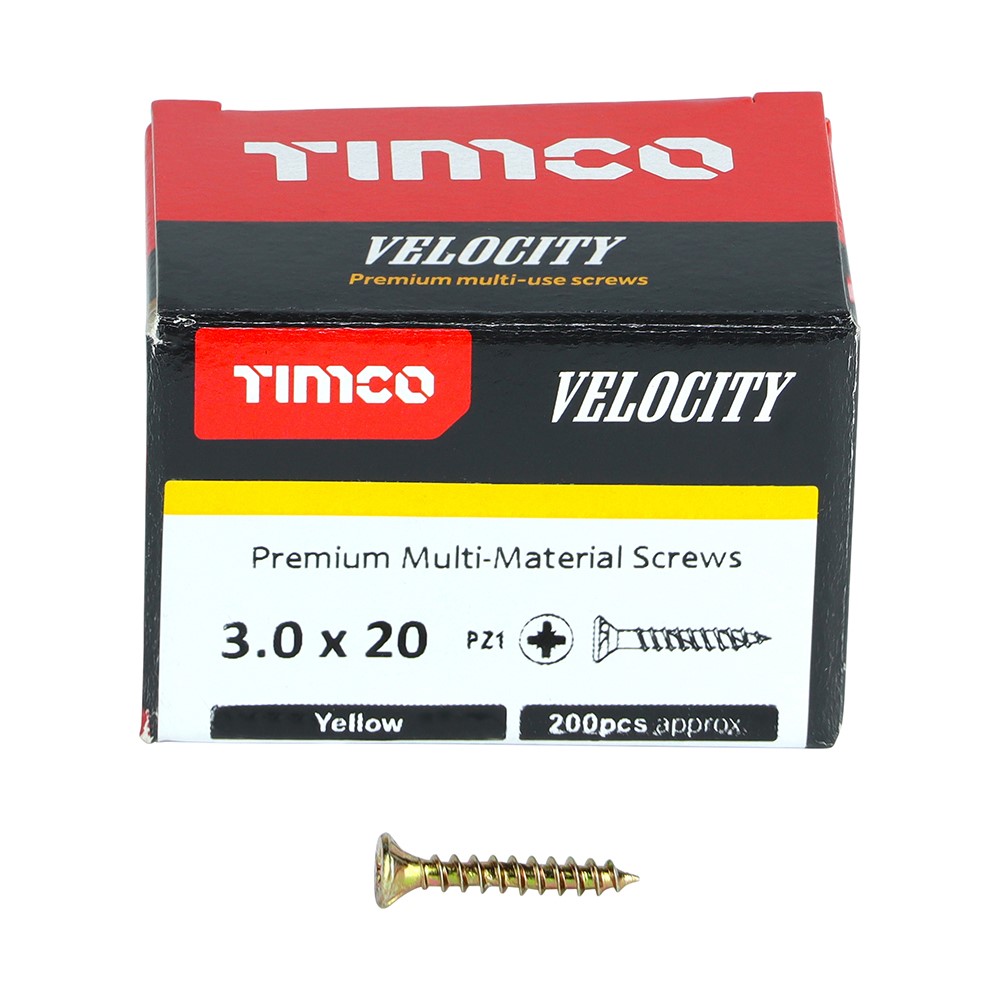 TIMCO Velocity Premium Multi-Use Screws - PZ - 3.0 x 20mm (200 Pack)