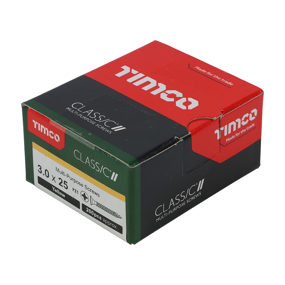 TIMCO Classic Multi-Purpose Screws - PZ - 3.0 x 25mm (200 Pack)